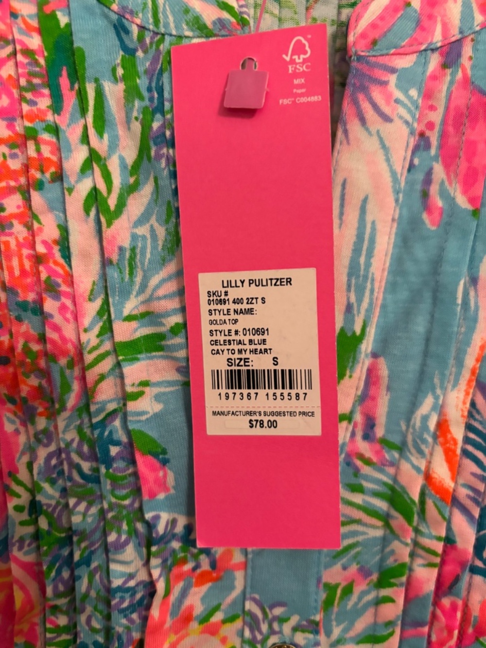 NWT Lilly Pulitzer Golda Top in Celestial Blue - Cay to My Heart - Picture 2 of 8